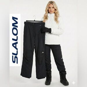 SLALOM Women’s Black Insulated Ski/Snowboard FULL Side Zip & Pockets Pants SZ 10